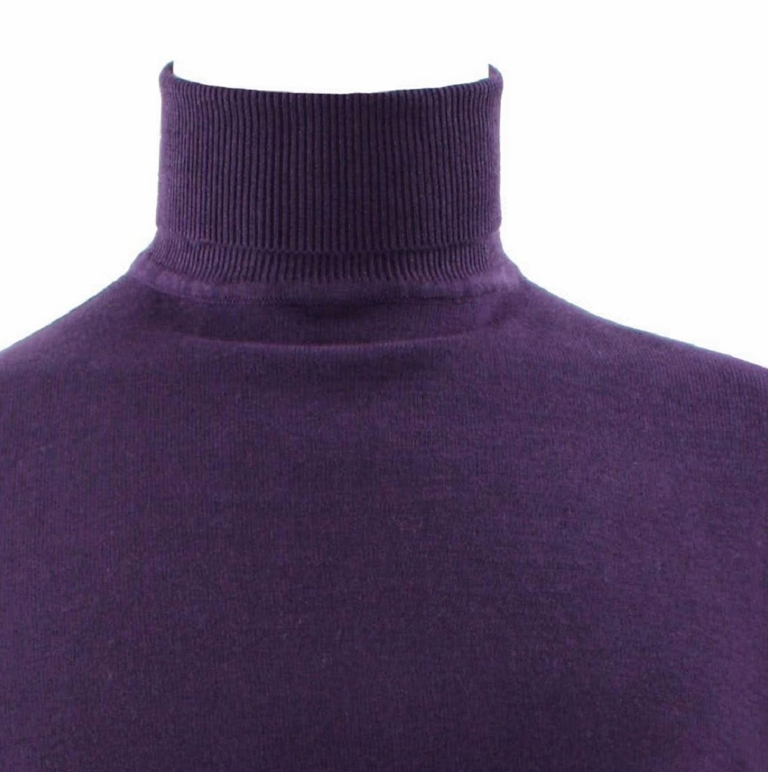 Bassiri Turtle-Neck Cotton Blend Knit Long Sleeve Sweater - Purple